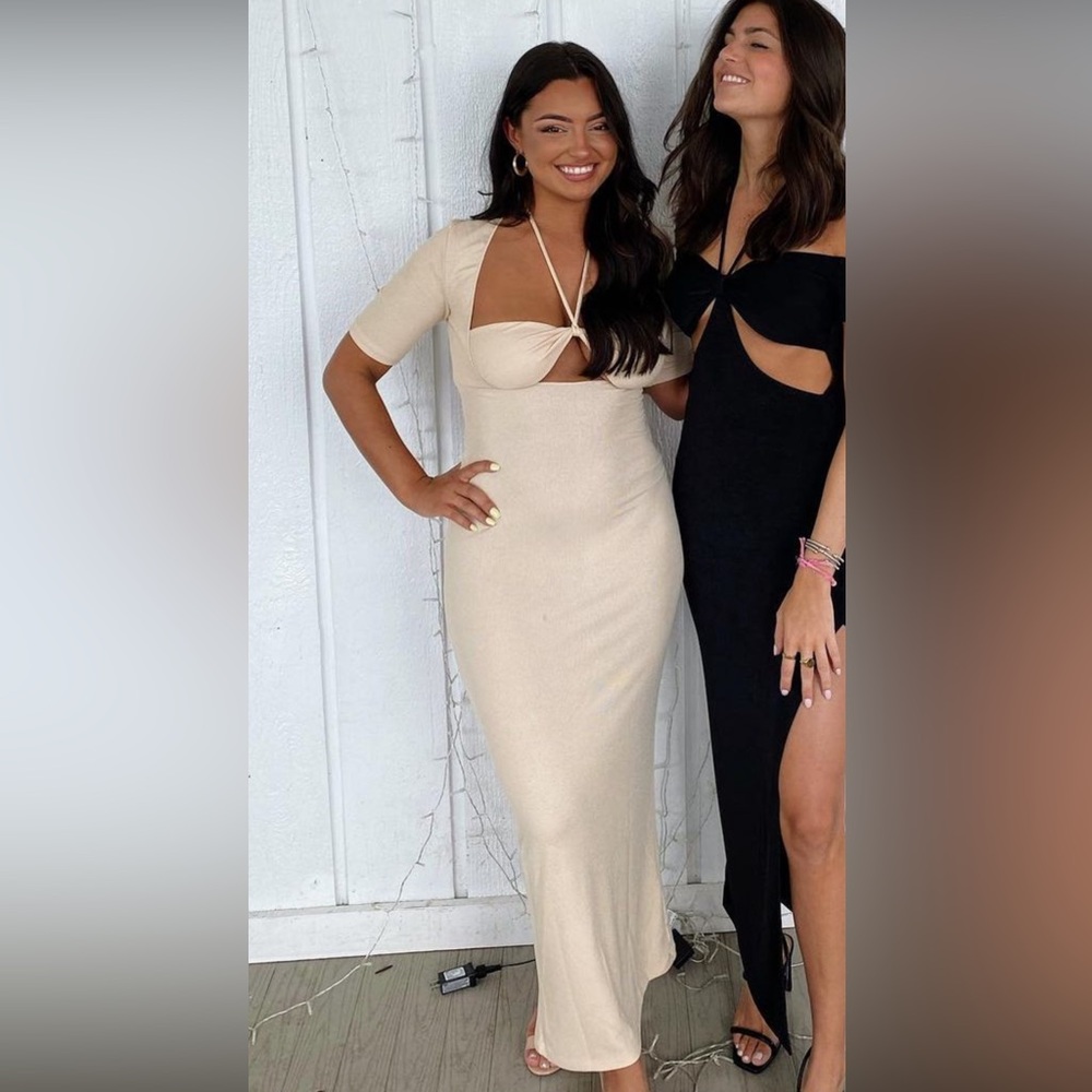 Lioness Field of Dreams beige maxi dress